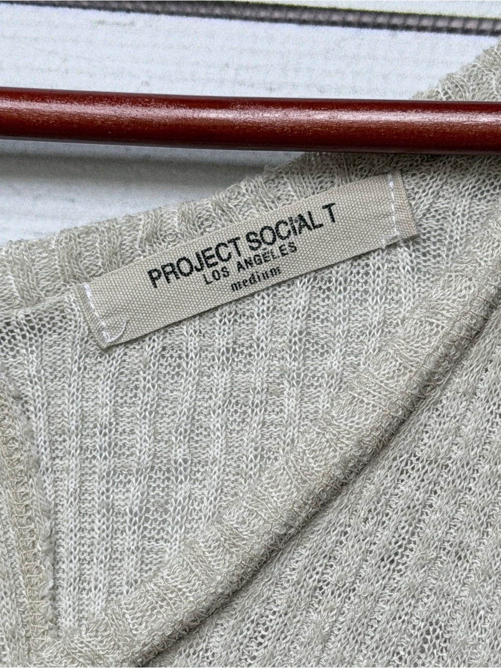 Project Social T Cream Ribbed Keyhole Tank - Picture 2 of 3